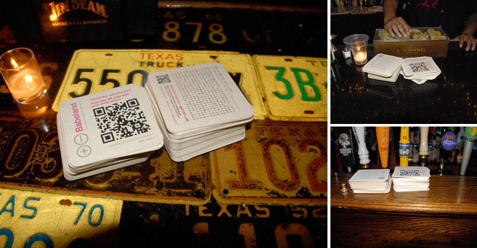 Bar coasters for Babealnd, in context.