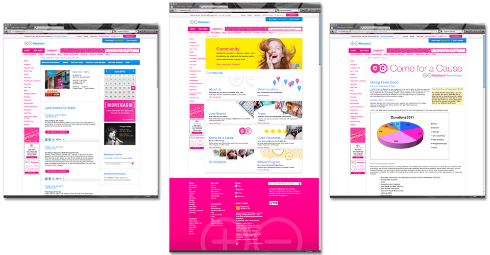 Creative direction for babeland.com, community pages